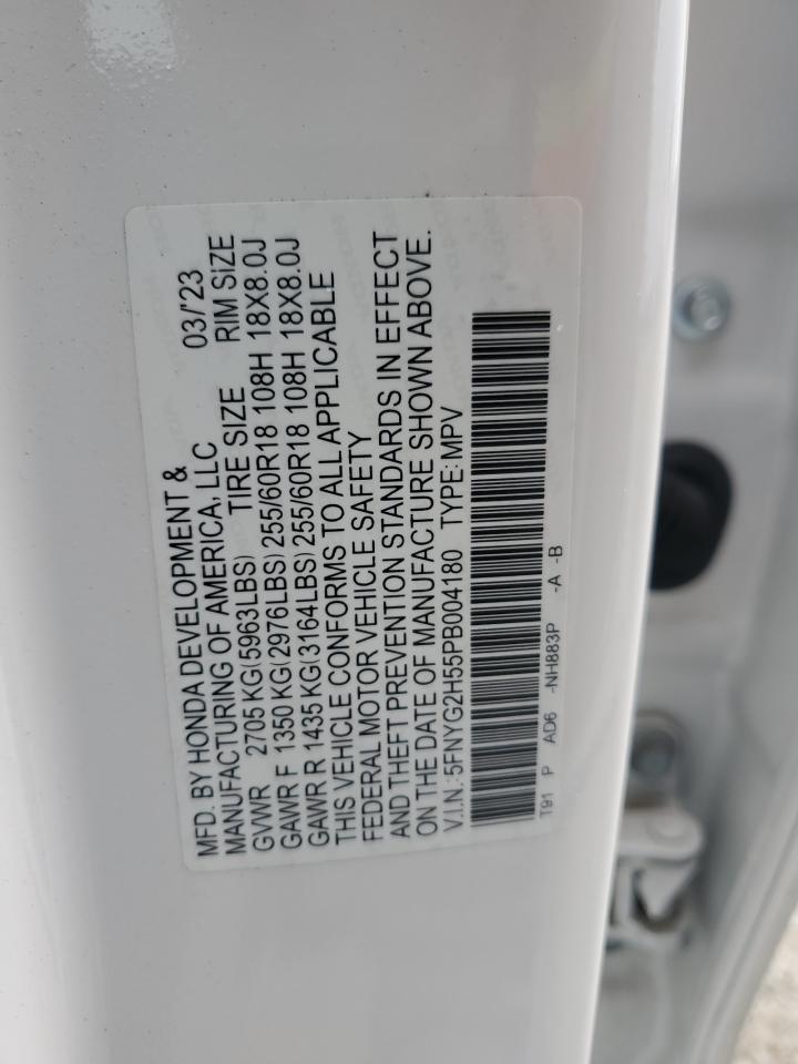 2023 HONDA PILOT EXL VIN:5FNYG2H55PB004180