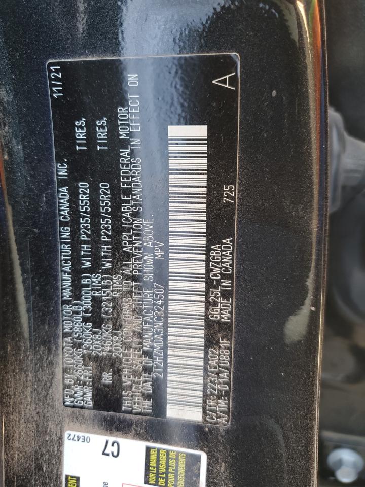 2022 LEXUS RX 350 VIN:2T2HZMDA3NC324507