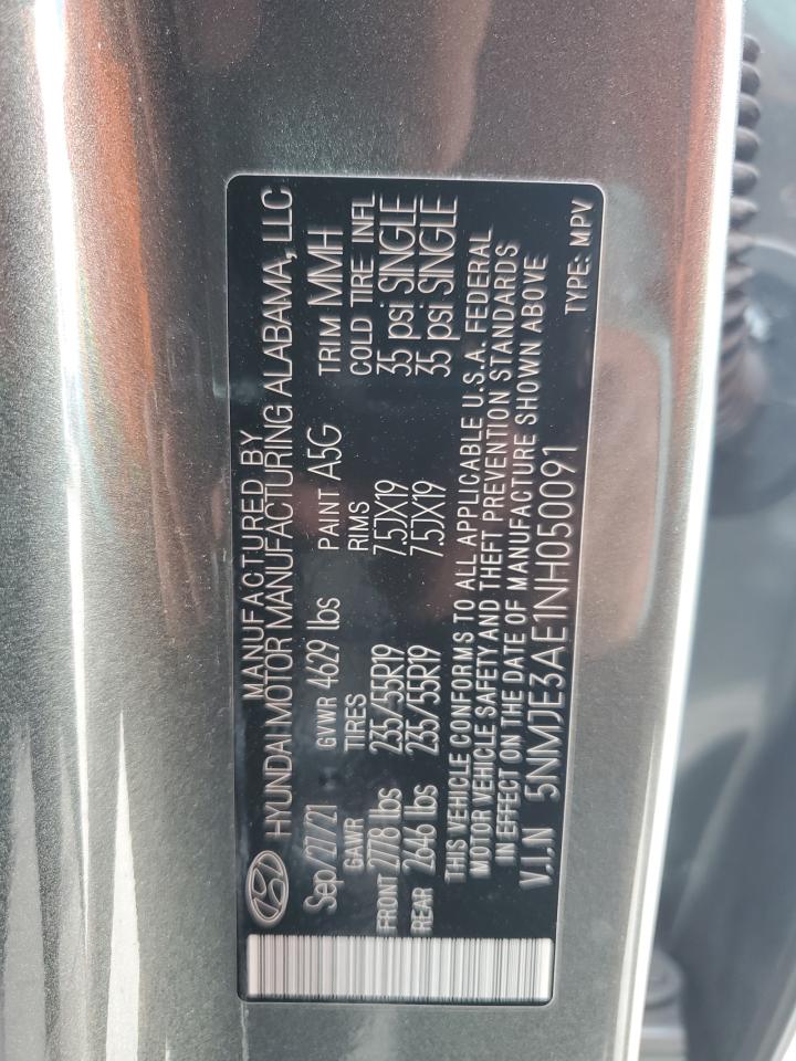 2022 HYUNDAI TUCSON LIMITED VIN:5NMJE3AE1NH050091