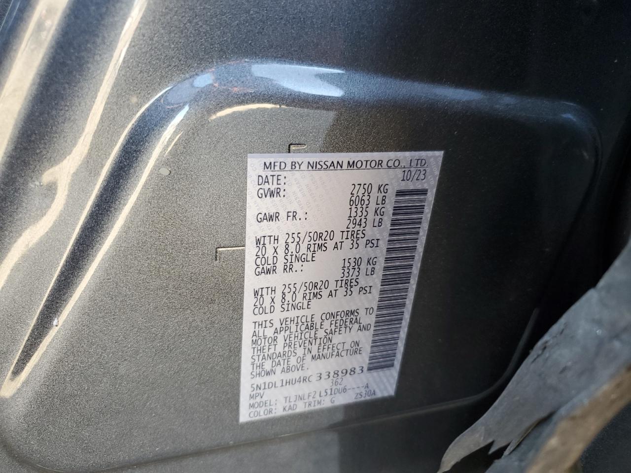 2024 INFINITI QX60 AUTOGRAPH VIN:5N1DL1HU4RC338983