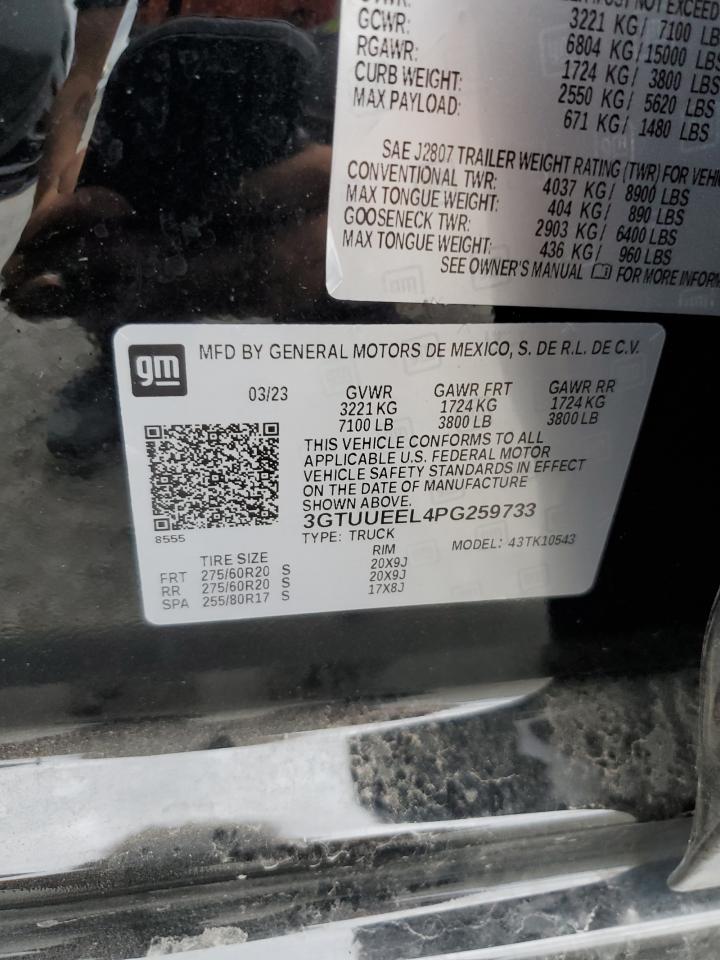 2023 GMC SIERRA K1500 AT4 VIN:3GTUUEEL4PG259733