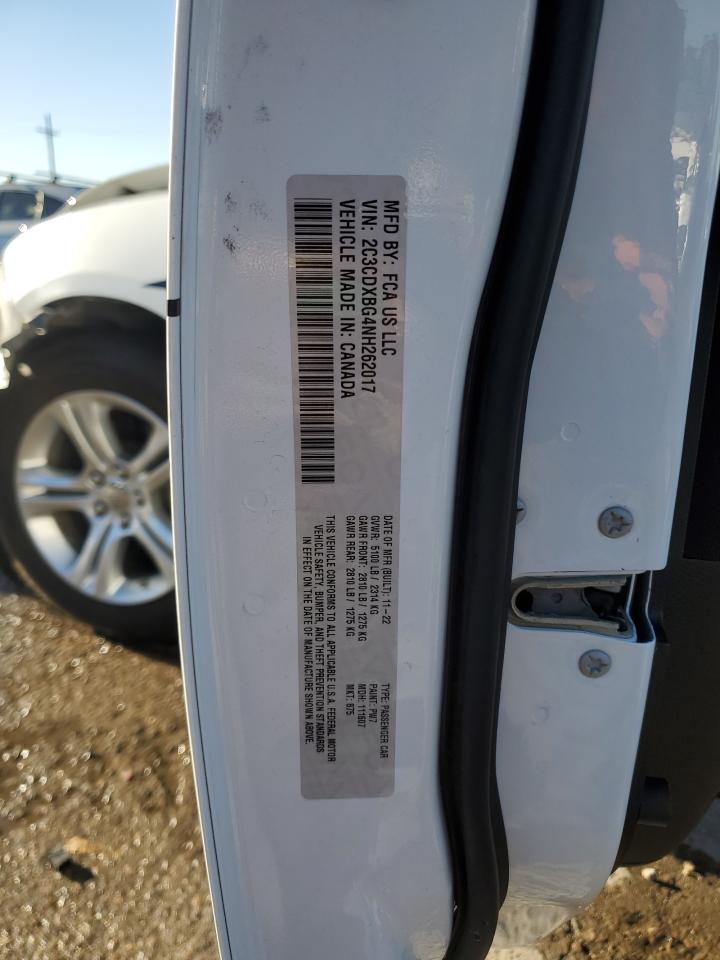 2022 DODGE CHARGER SXT VIN:2C3CDXBG4NH262017