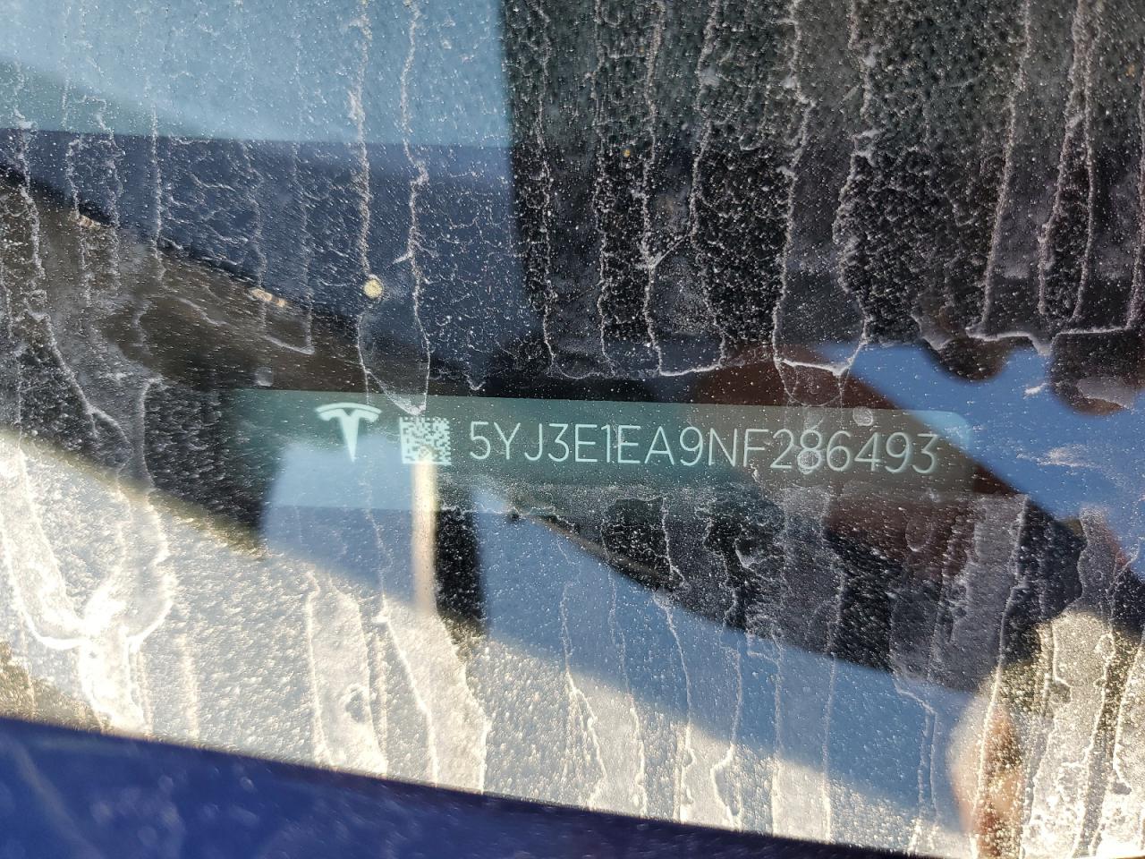 2022 TESLA MODEL 3  VIN:5YJ3E1EA9NF286493