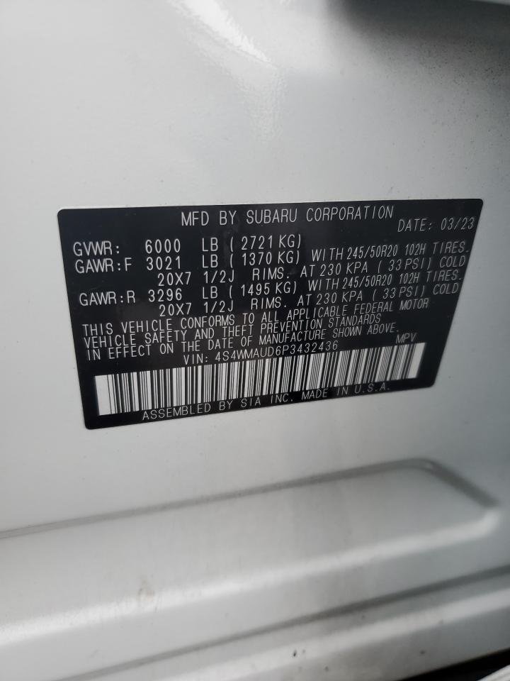 2023 SUBARU ASCENT LIMITED VIN:4S4WMAUD6P3432436