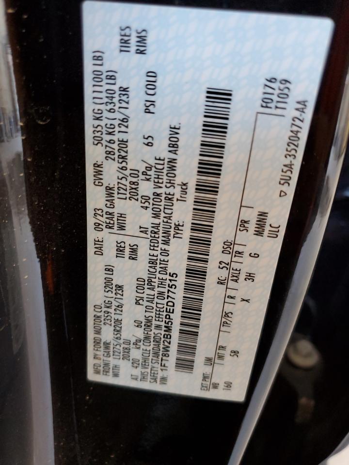 2023 FORD F250 SUPER DUTY VIN:1FT8W2BM5PED77515