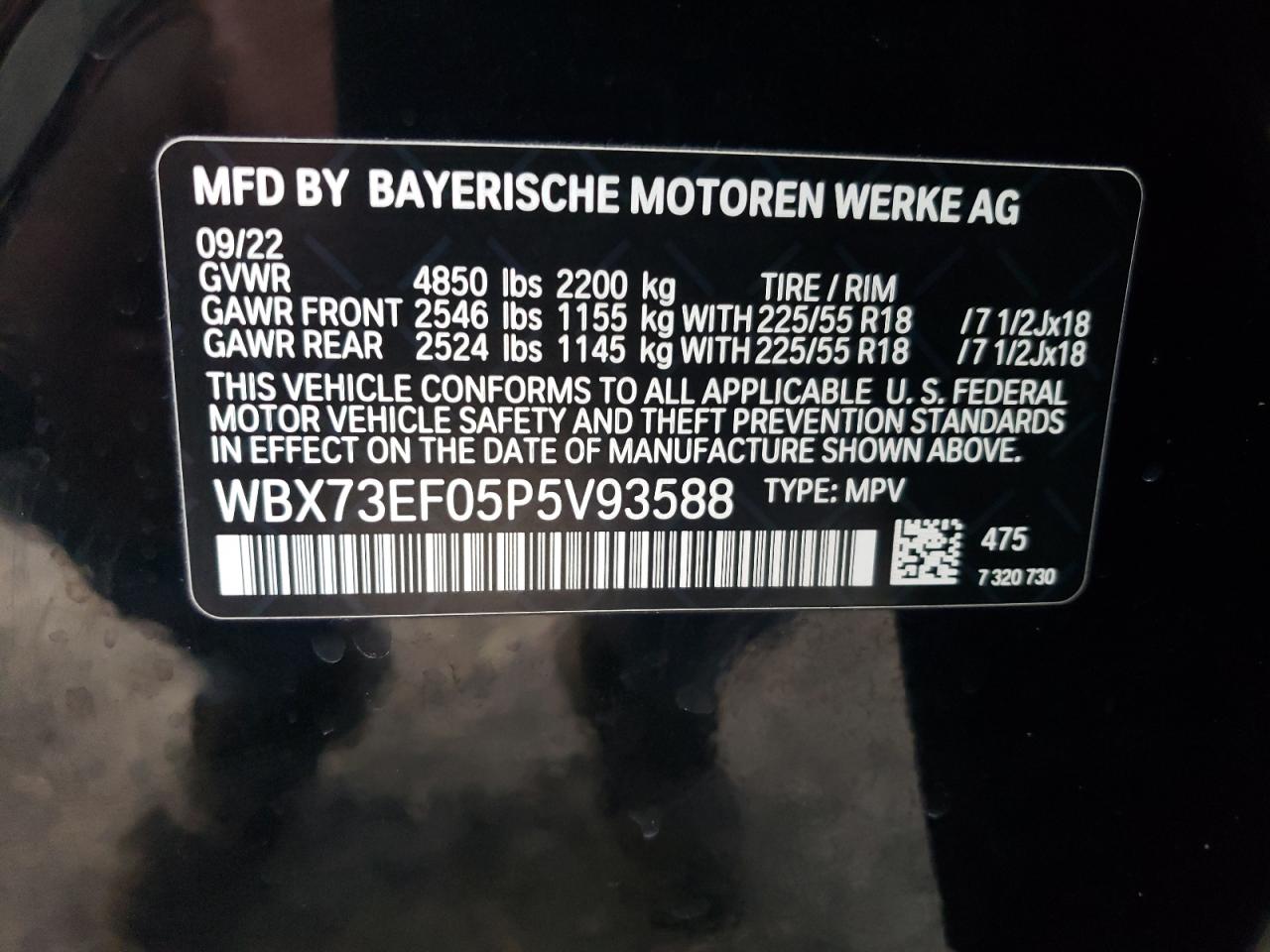 2023 BMW X1 XDRIVE28I VIN:WBX73EF05P5V93588