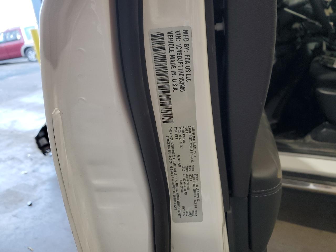 2024 DODGE DURANGO PURSUIT VIN:1C4SDJFT1RC153986