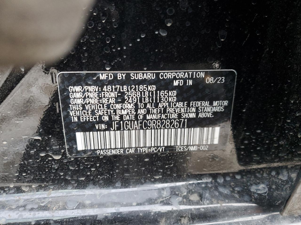 2024 SUBARU IMPREZA SPORT VIN:1GTH6CEAXG1273861