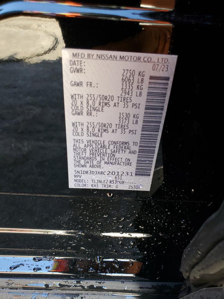 2024 NISSAN PATHFINDER PLATINUM VIN:5N1DR3DJXRC201231