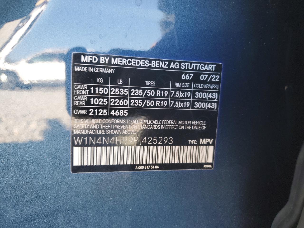 2023 MERCEDES-BENZ GLA 250 4MATIC VIN:W1N4N4HB9PJ425293