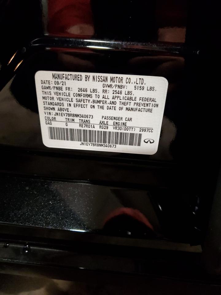 2022 INFINITI Q50 LUXE VIN:JN1EV7BR8NM340673