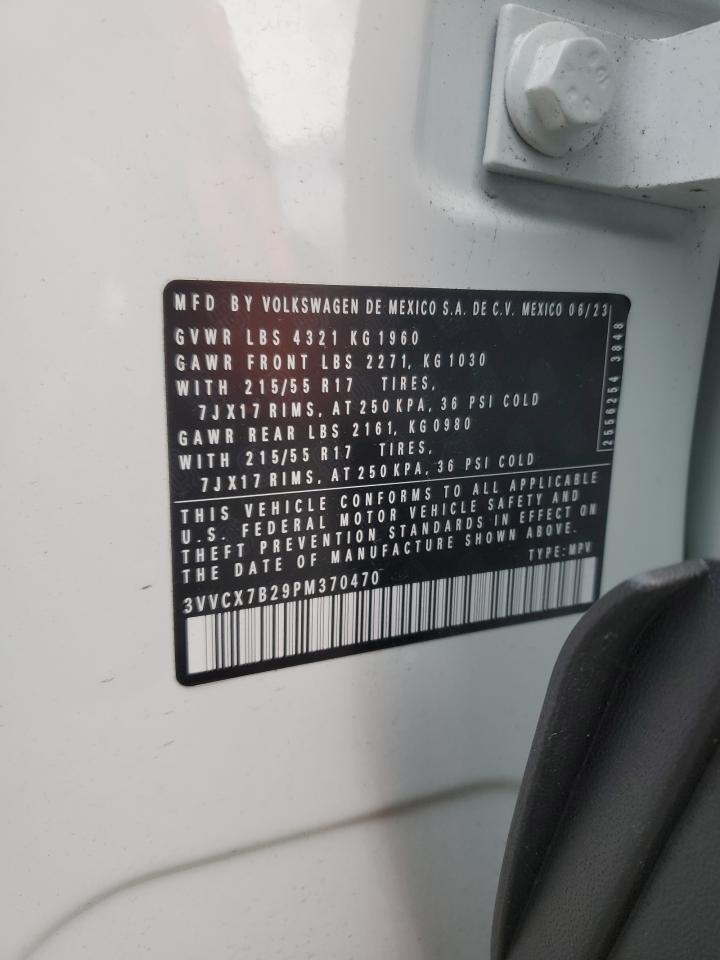 2023 VOLKSWAGEN TAOS S VIN:3VVCX7B29PM370470