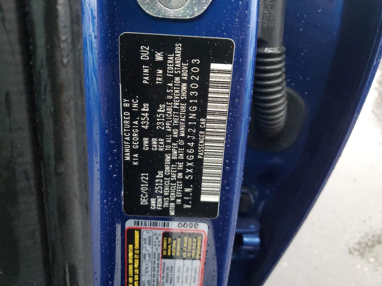 2022 KIA K5 GT LINE VIN:5XXG64J21NG130203