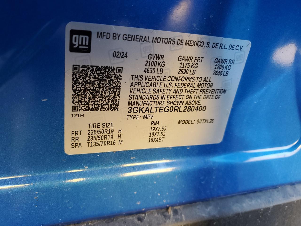 2024 GMC TERRAIN SLE VIN:3GKALTEG0RL280400
