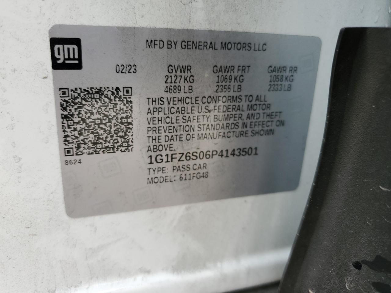 2023 CHEVROLET BOLT EUV PREMIER VIN:1G1FZ6S06P4143501