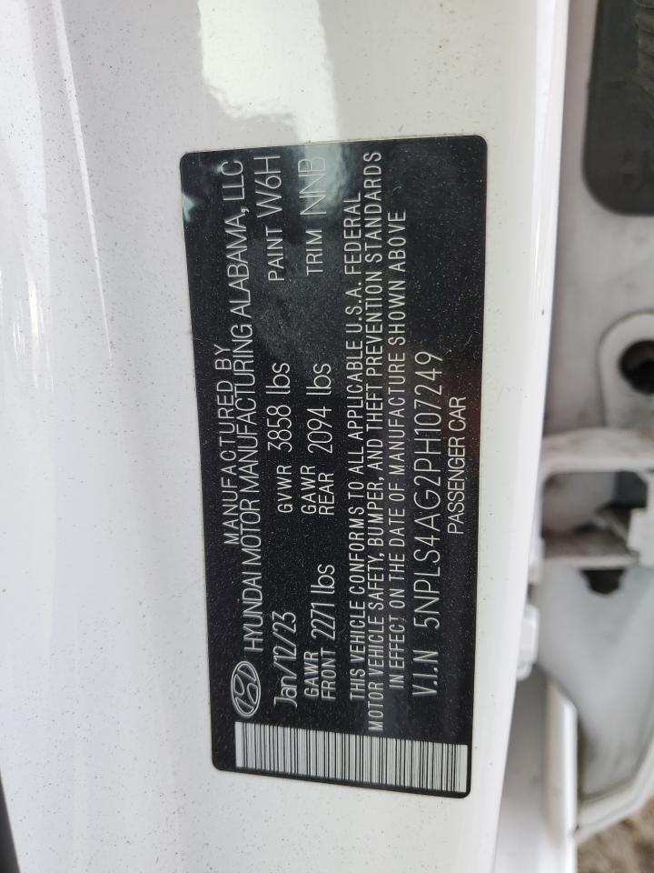 2023 HYUNDAI ELANTRA SEL VIN:5NPLS4AG2PH107249