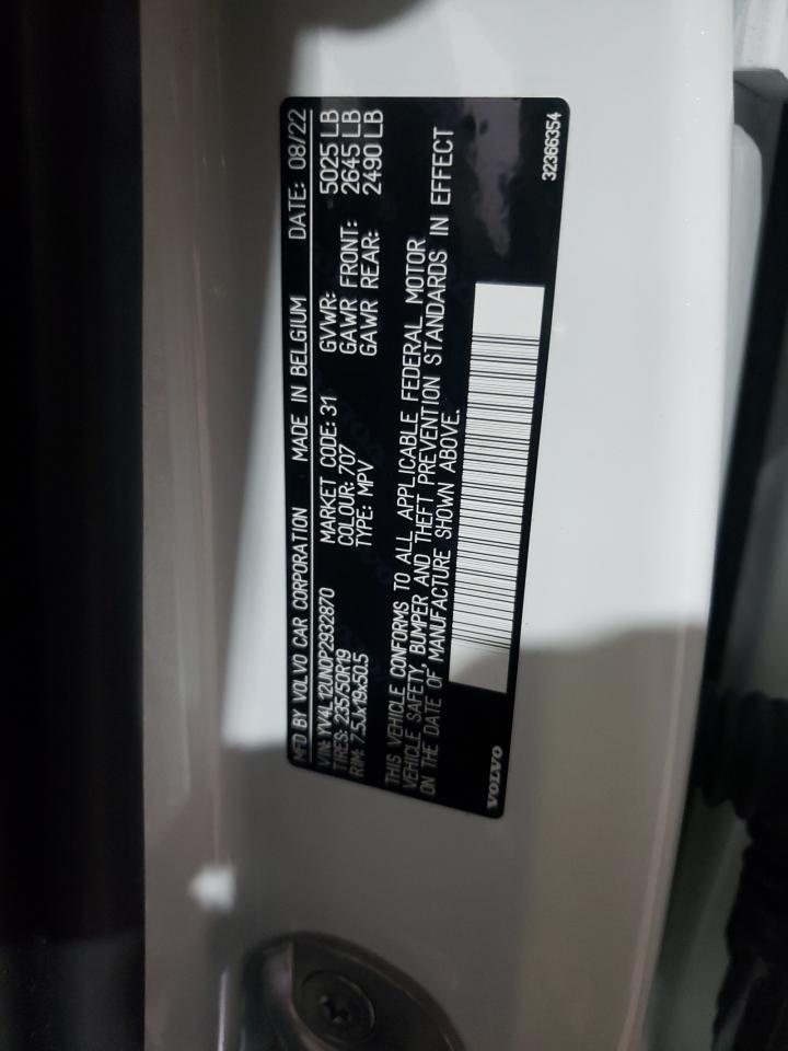 2023 VOLVO XC40 PLUS VIN:YV4L12UN0P2932870