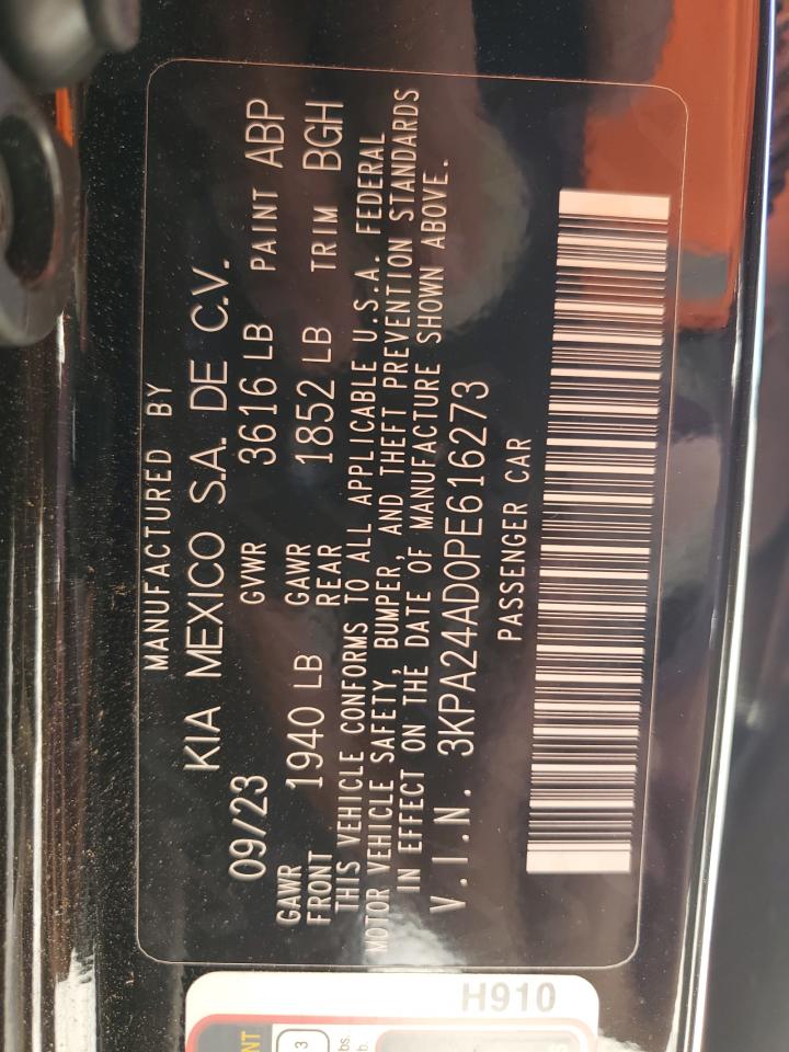 2023 KIA RIO LX VIN:3KPA24AD0PE616273