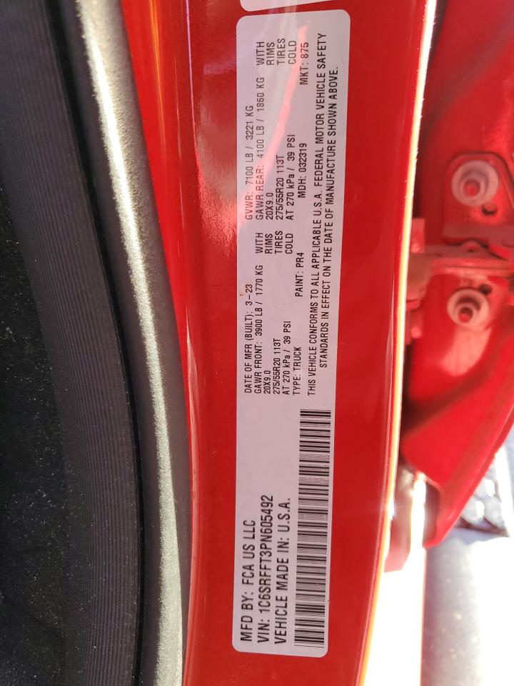 2023 RAM 1500 BIG HORN/LONE STAR VIN:1C6SRFFT3PN605492