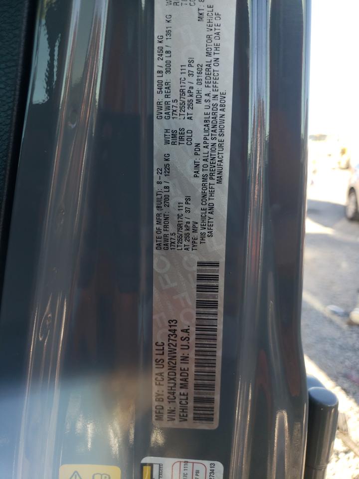 2022 JEEP WRANGLER UNLIMITED SPORT VIN:1C4HJXDN2NW273413