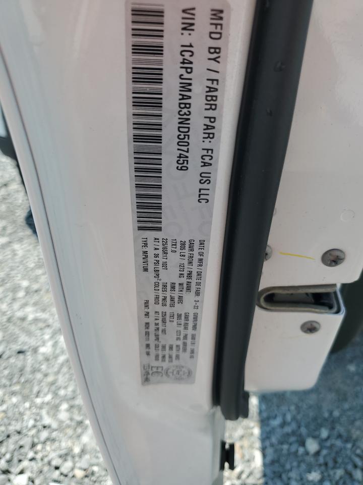2022 JEEP CHEROKEE SPORT VIN:1C4PJMAB3ND507459