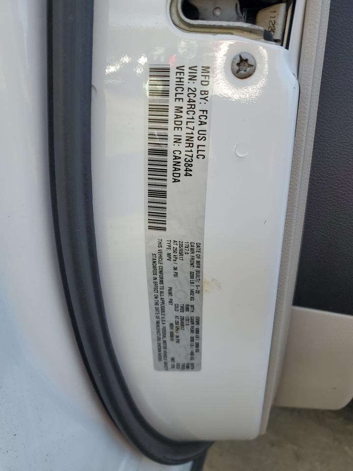 2022 CHRYSLER PACIFICA HYBRID TOURING L VIN:2C4RC1L71NR173844