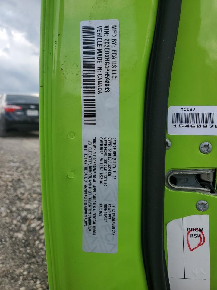 2023 DODGE CHARGER GT VIN:2C3CDXHG4PH598843