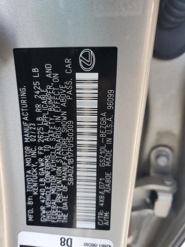 2023 LEXUS ES 350 BASE VIN:58ADZ1B17PU150309