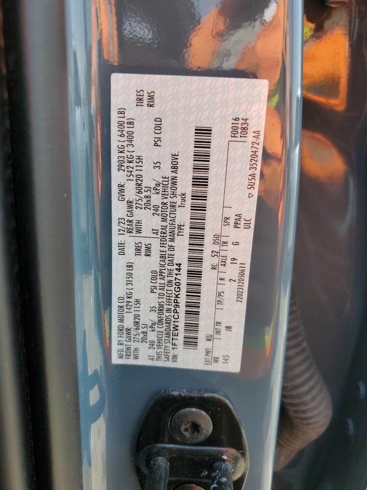 2023 FORD F150 SUPERCREW VIN:1FTEW1CP9PKG07144