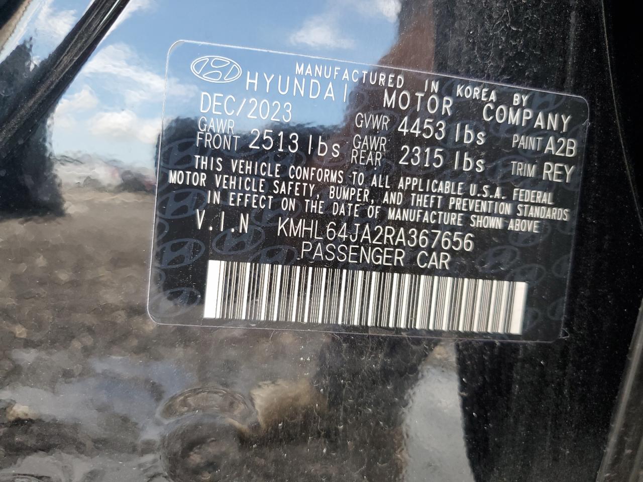 2024 HYUNDAI SONATA SEL VIN:WP0AA2A8XNS255297