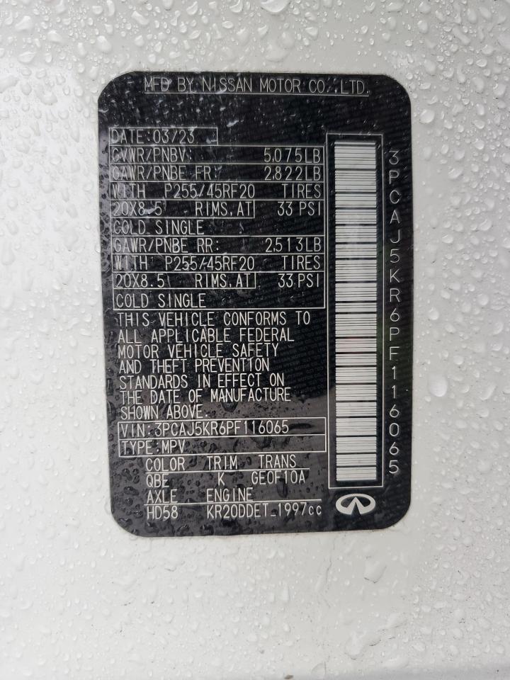 2023 INFINITI QX55 ESSENTIAL VIN:3PCAJ5KR6PF116065