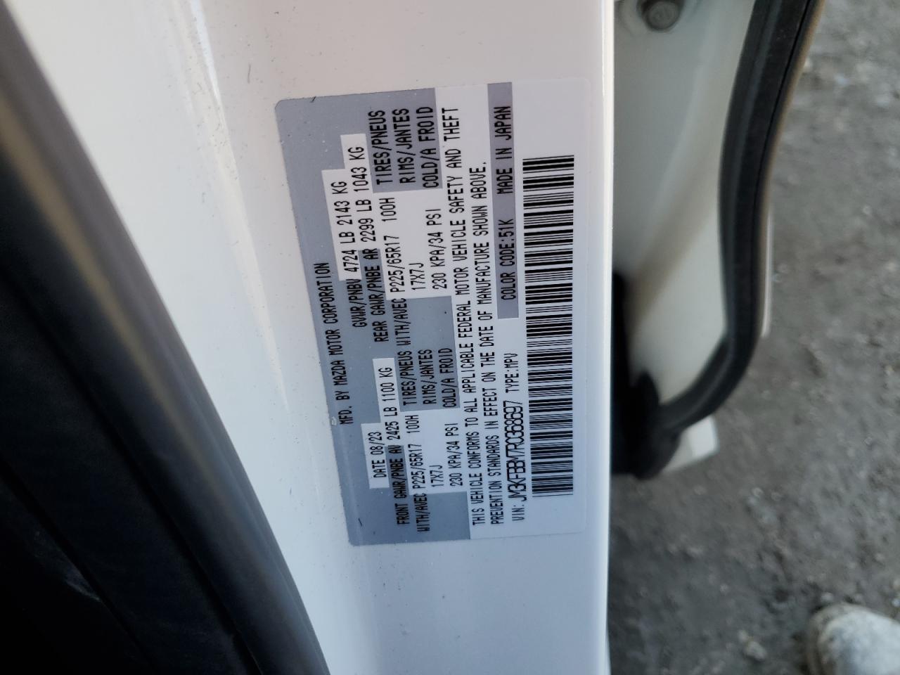 2024 MAZDA CX-5 SELECT VIN:JM3KFBBM7R0368697