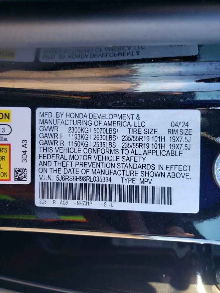 2024 HONDA CR-V SPORT TOURING VIN:5J6RS6H98RL035334