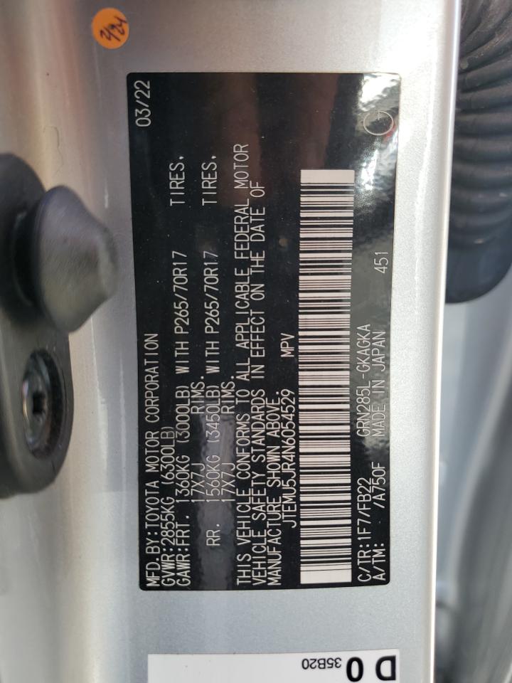 2022 TOYOTA 4RUNNER SR5/SR5 PREMIUM VIN:JTEMU5JR4N6054529