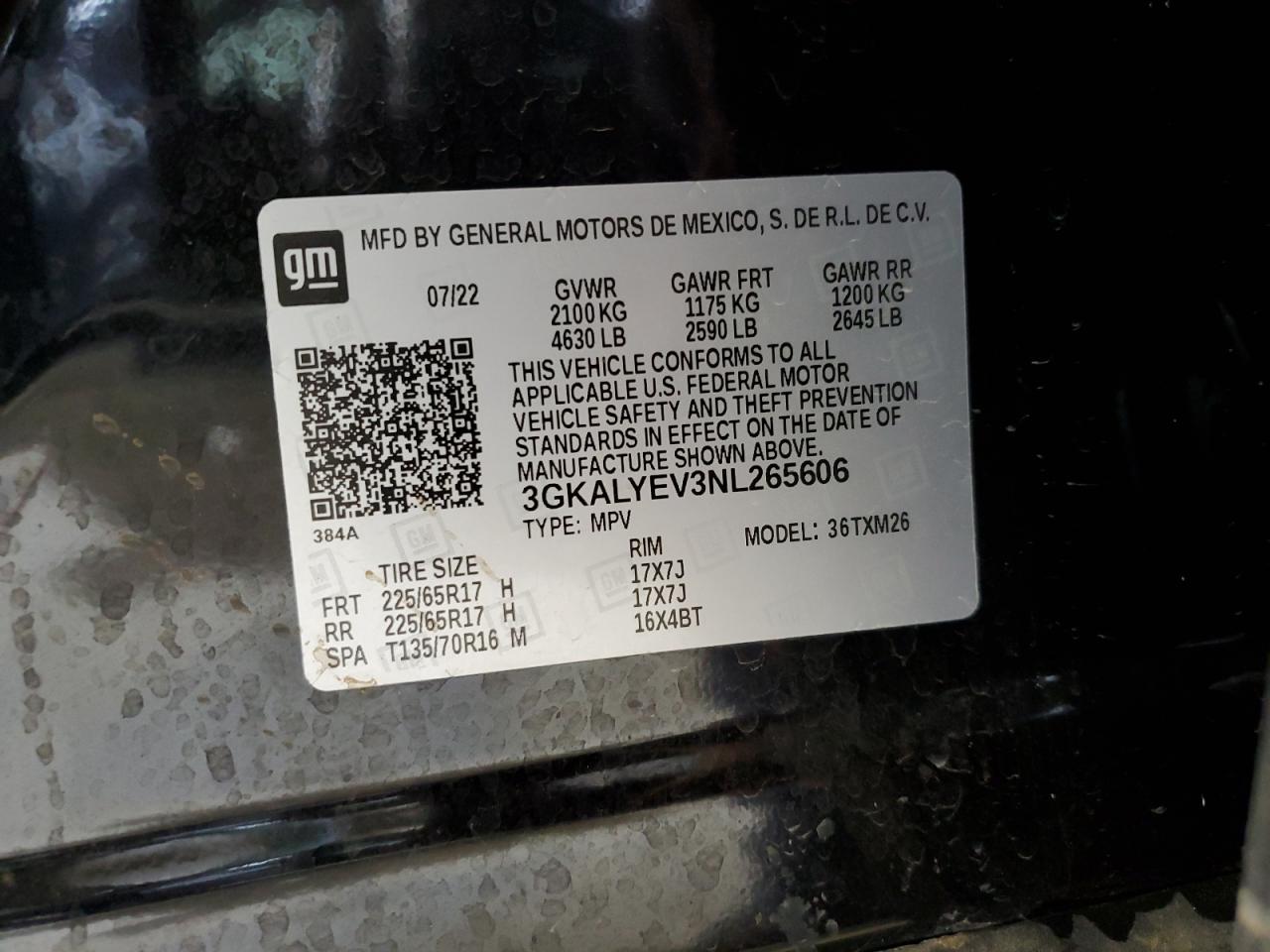 2022 GMC TERRAIN AT4 VIN:3GKALYEV3NL265606