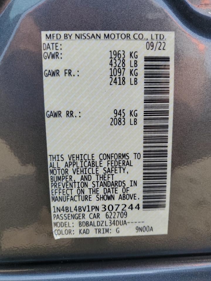 2023 NISSAN ALTIMA S VIN:1N4BL4BV1PN307244