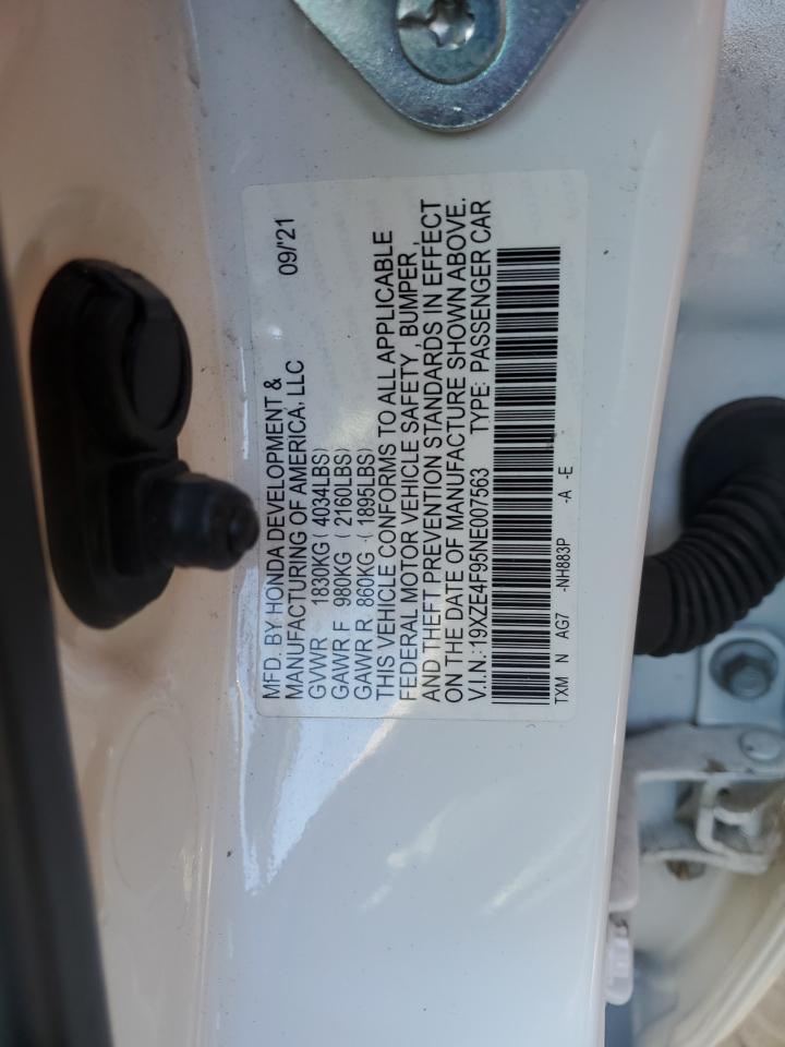 2022 HONDA INSIGHT TOURING VIN:19XZE4F95NE007563