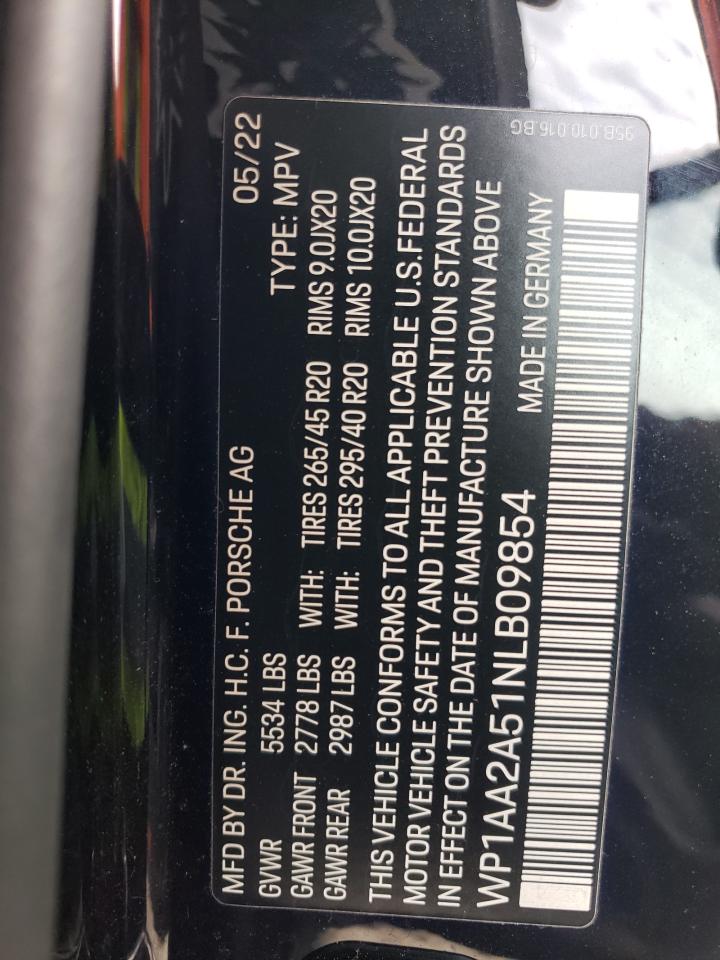 2022 PORSCHE MACAN  VIN:WP1AA2A51NLB09854