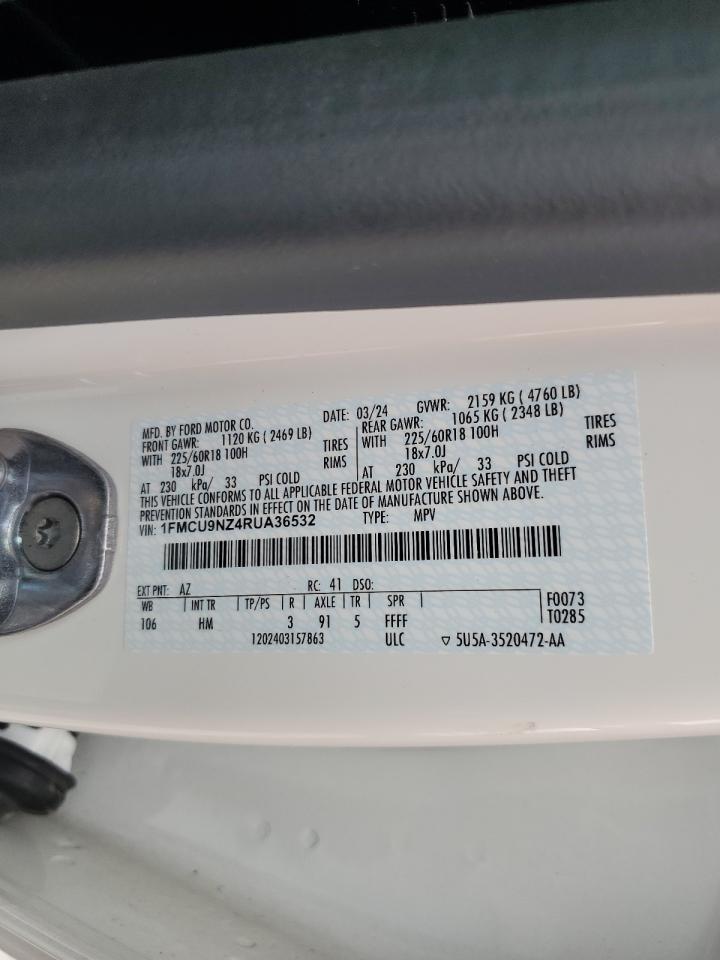 2024 FORD ESCAPE ST LINE SELECT VIN:1FMCU9NZ4RUA36532