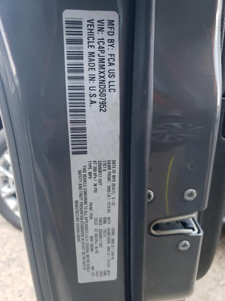 2022 JEEP CHEROKEE LATITUDE LUX VIN:1C4PJMMXXND507952