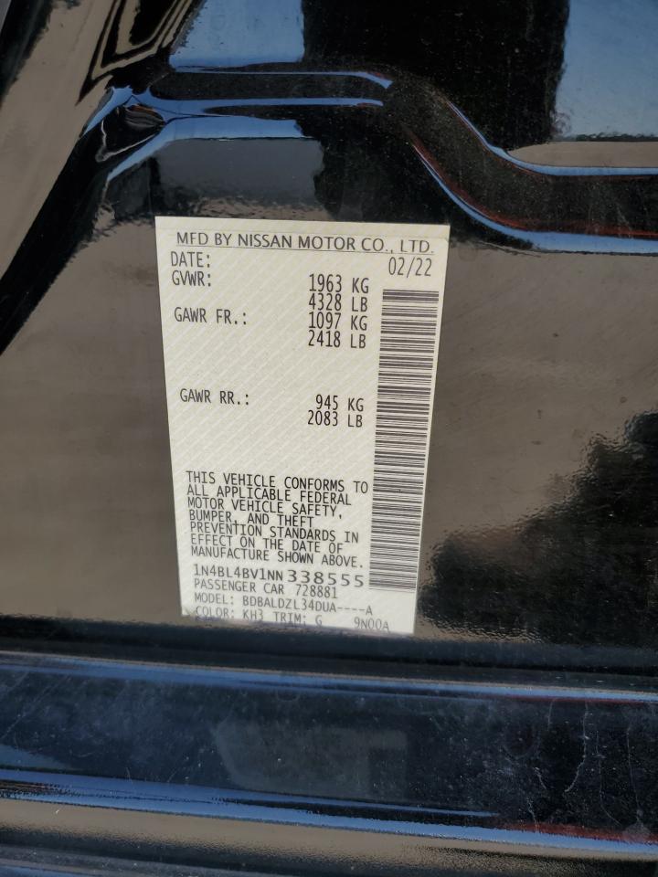 2022 NISSAN ALTIMA S VIN:1N4BL4BV1NN338555