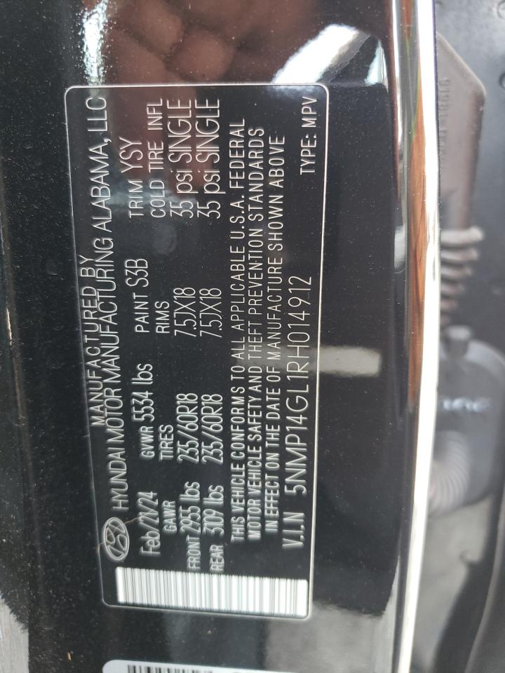 2024 HYUNDAI SANTA FE SE VIN:5NMP14GL1RH014912