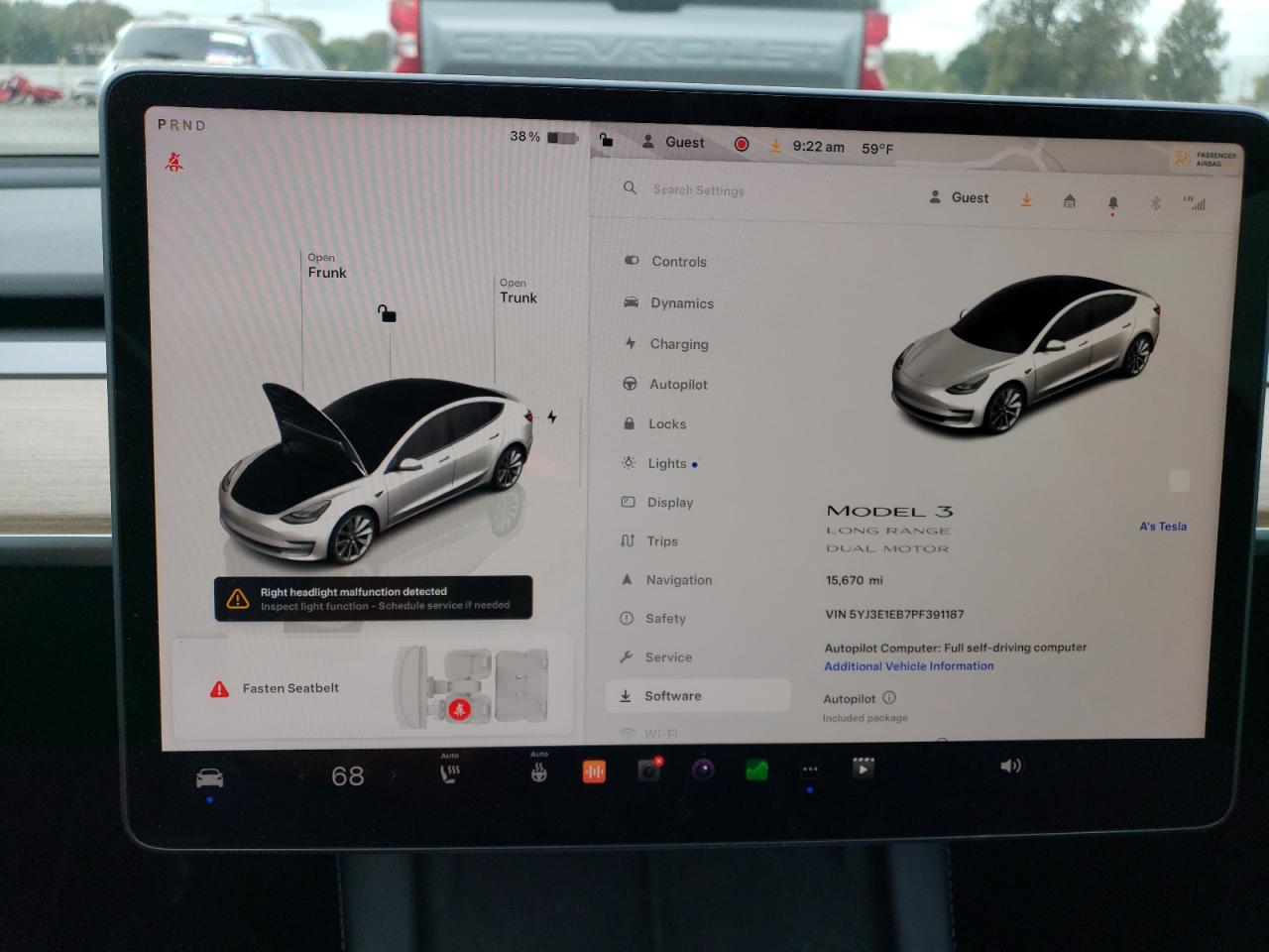2023 TESLA MODEL 3  VIN:5YJ3E1EB7PF391187