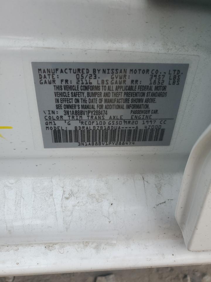 2023 NISSAN SENTRA S VIN:3N1AB8BV1PY288474