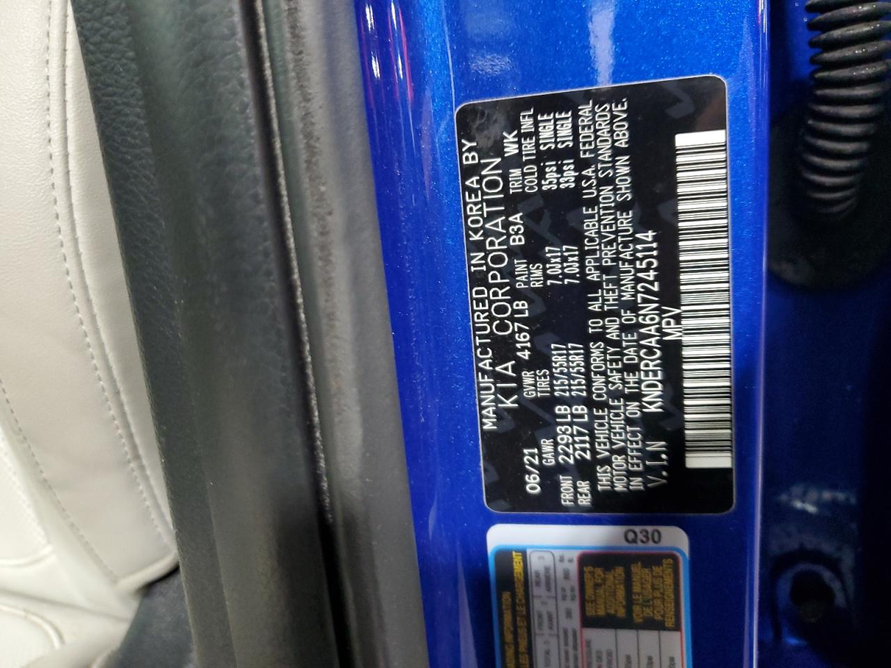 2022 KIA SELTOS EX VIN:KNDERCAA6N7245114