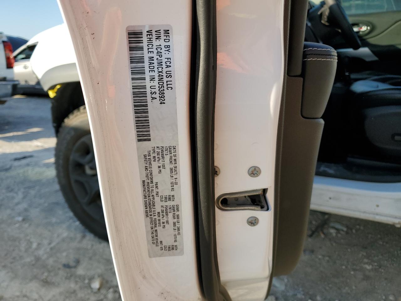 2022 JEEP CHEROKEE LATITUDE VIN:1C4PJMCX4ND538924