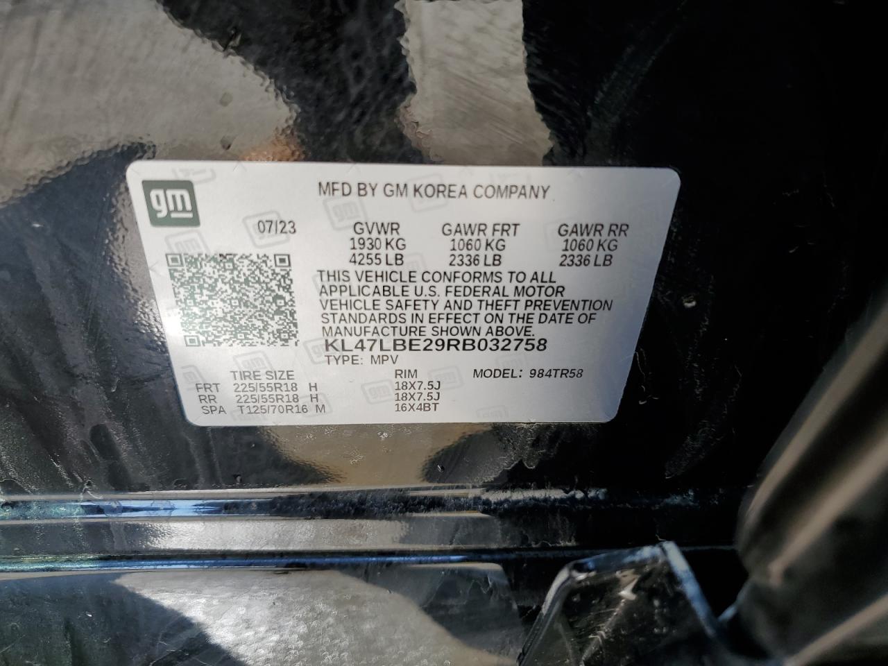 2024 BUICK ENVISTA SPORT TOURING VIN:KL47LBE29RB032758