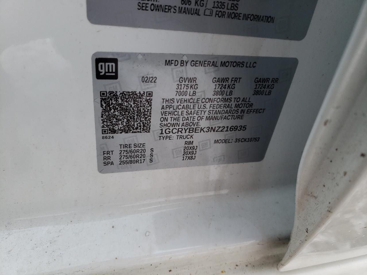 2022 CHEVROLET SILVERADO LTD K1500 CUSTOM VIN:2HGFA16839H304265