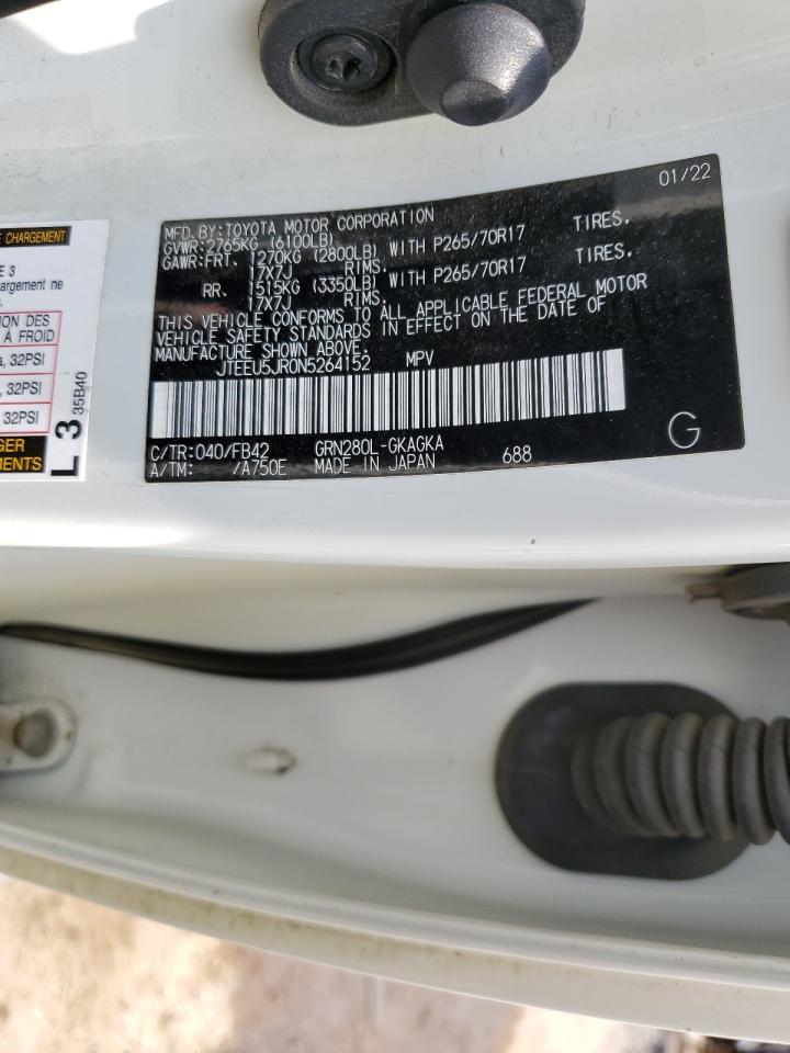 2022 TOYOTA 4RUNNER SR5 VIN:JTEEU5JR0N5264152