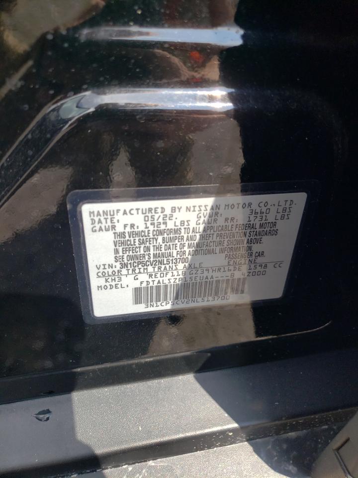 2022 NISSAN KICKS SV VIN:3N1CP5CV2NL513700